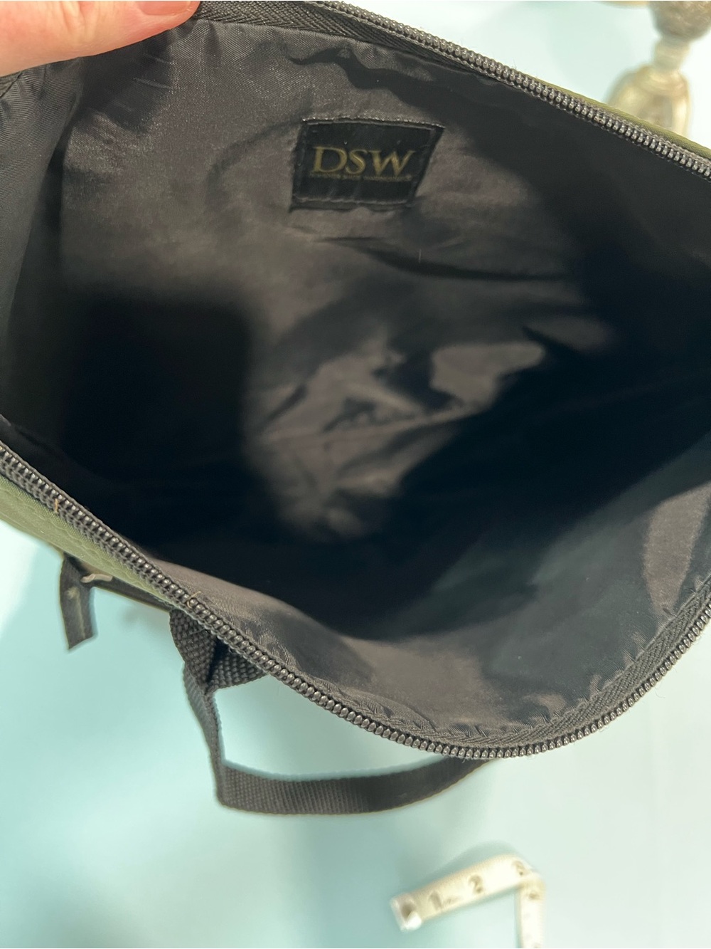 DSW Olive and Black Two-Tone Travel Backpack Tote - Picture 10 of 13